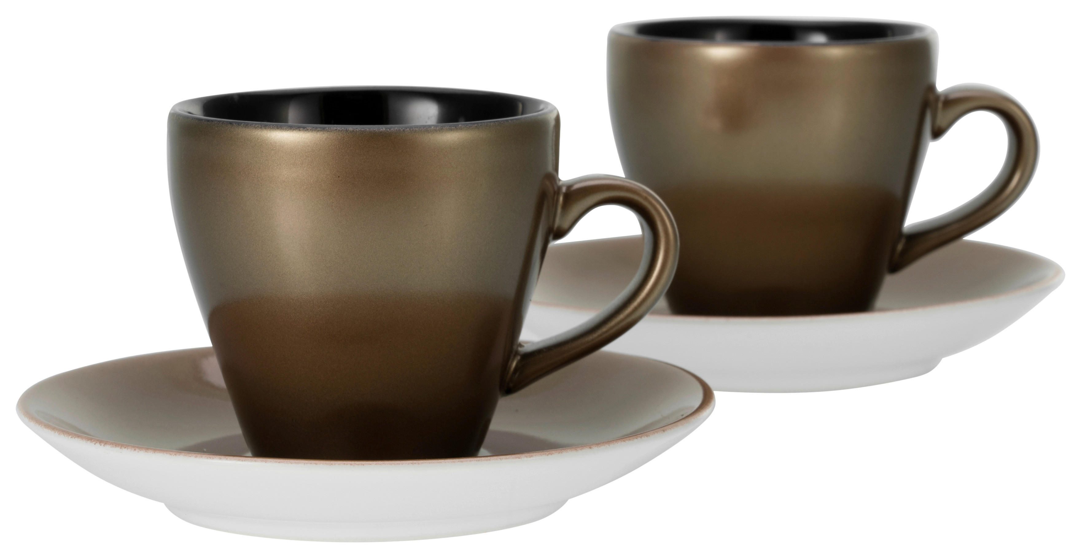 CreaTable Espressotassenset Golden Days gold Steinzeug 4 tlg. Golden Days - gold/schwarz - CreaTable