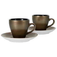 CreaTable Espressotassenset Golden Days gold Steinzeug 4 tlg. Golden Days - gold/schwarz - CreaTable