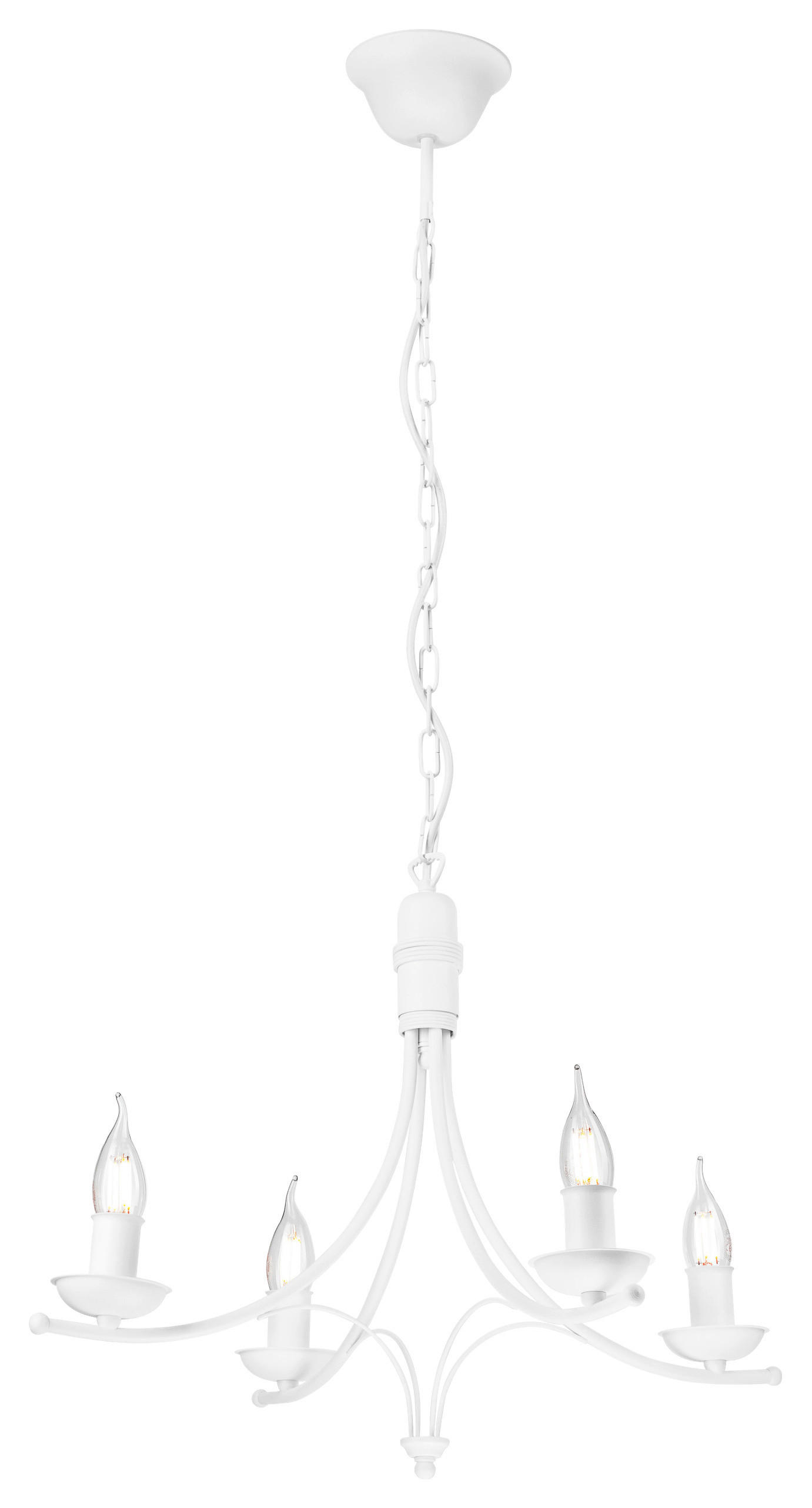 Lamkur Pendelleuchte LUCY 44156 weiß Stahl H/L: ca. 100x58 cm E14 4 Brennstellen Lucy - weiß (58,00cm) - Lamkur