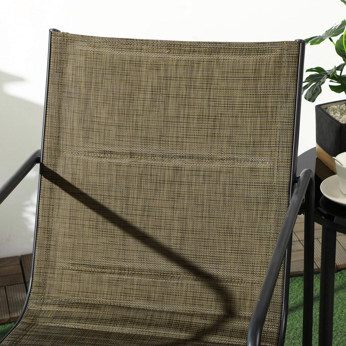 Outsunny Gartenstuhl 2er-Set braun Mesh B/H/L: ca. 66,5x88x54 cm Gartenstuhl 2er-Set - braun (54,00/66,50/88,00cm) - Outsunny
