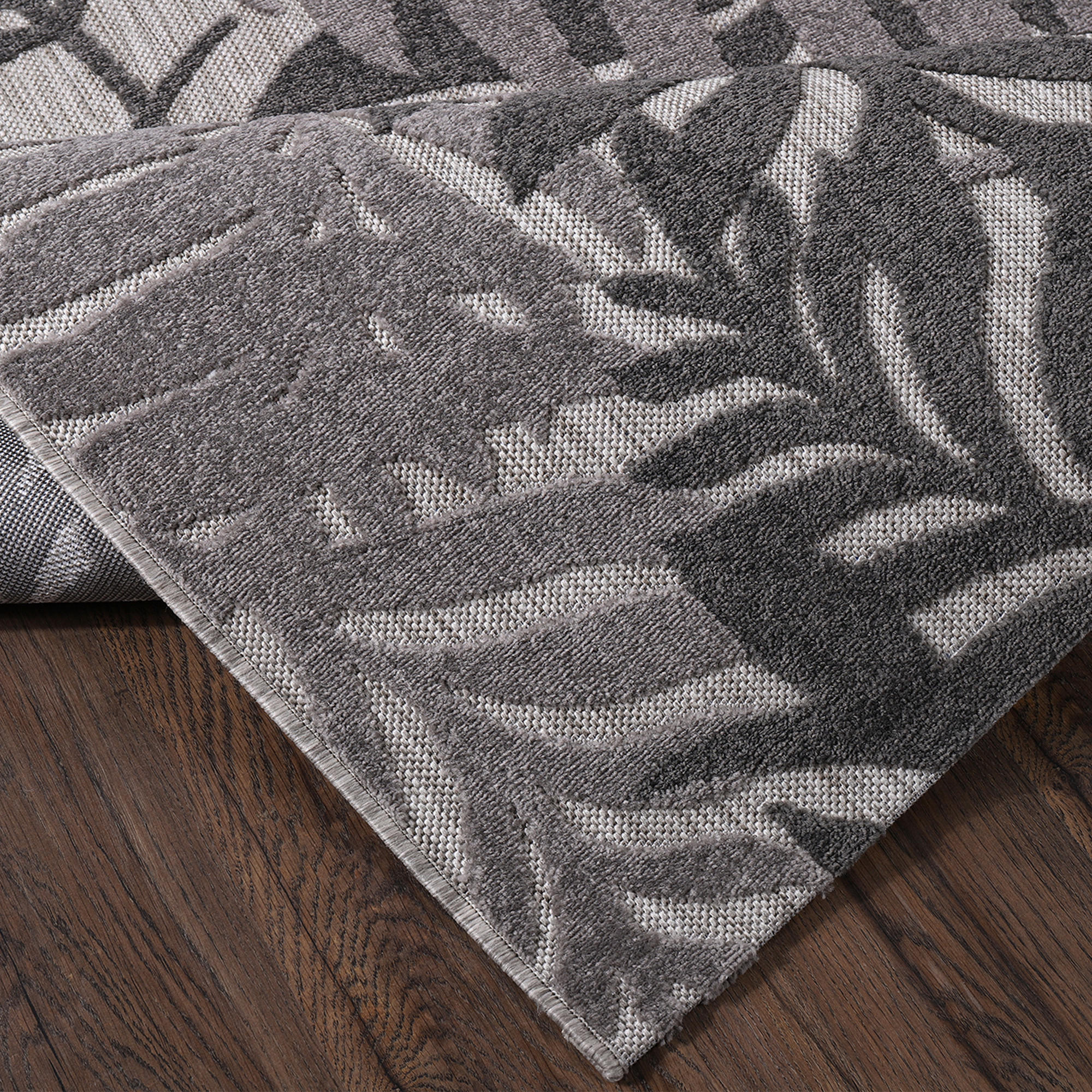 Thumbnail - Sanat Outdoorteppich FLORAL grau B/L: ca. 120x170 cm