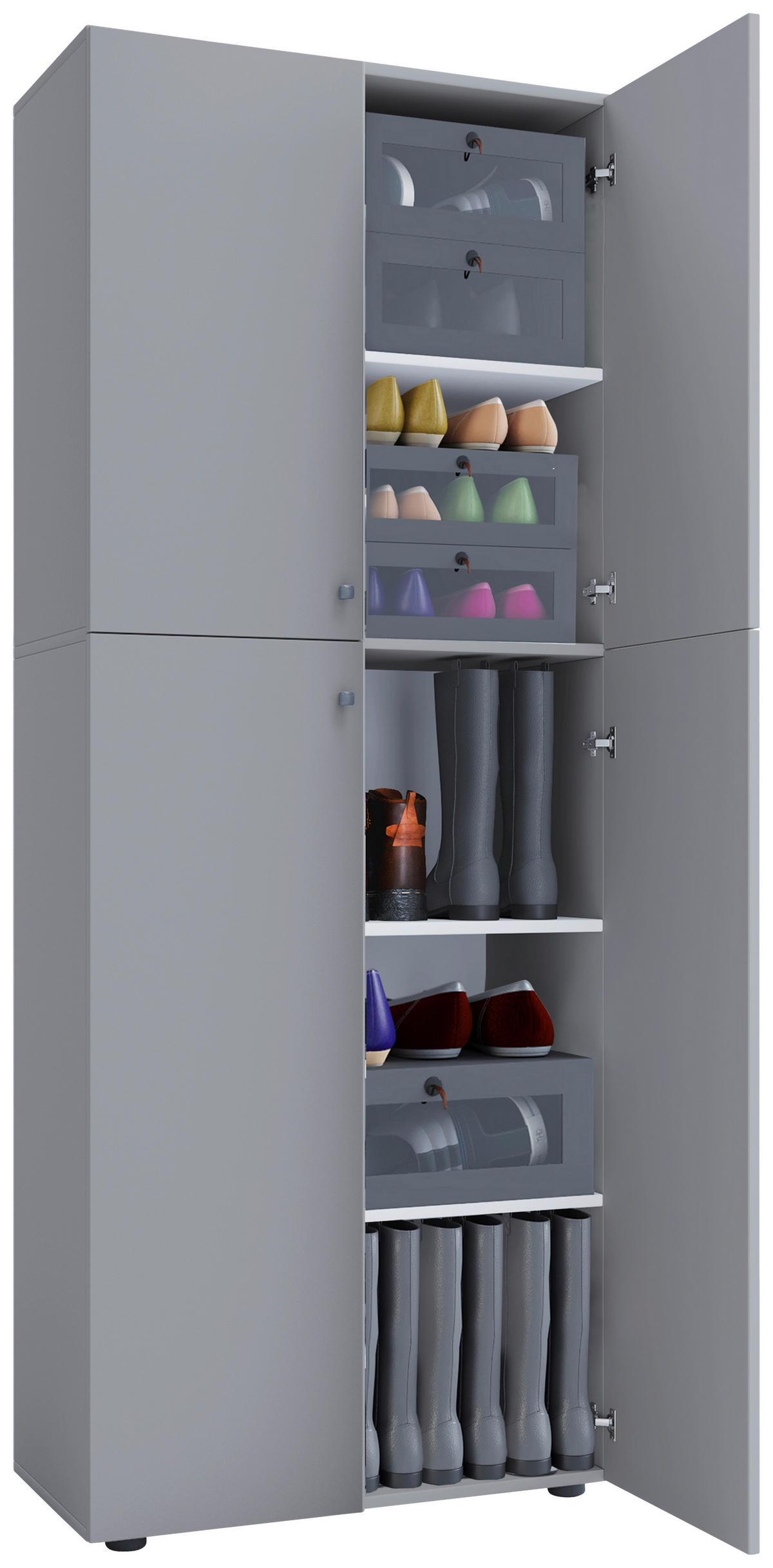 Schuhschrank Lona XXL grau weiß B/H/T: ca. 70x182x39 cm Lona XXL - weiß/grau (70,00/182,00/39,00cm) - VCM Möbel