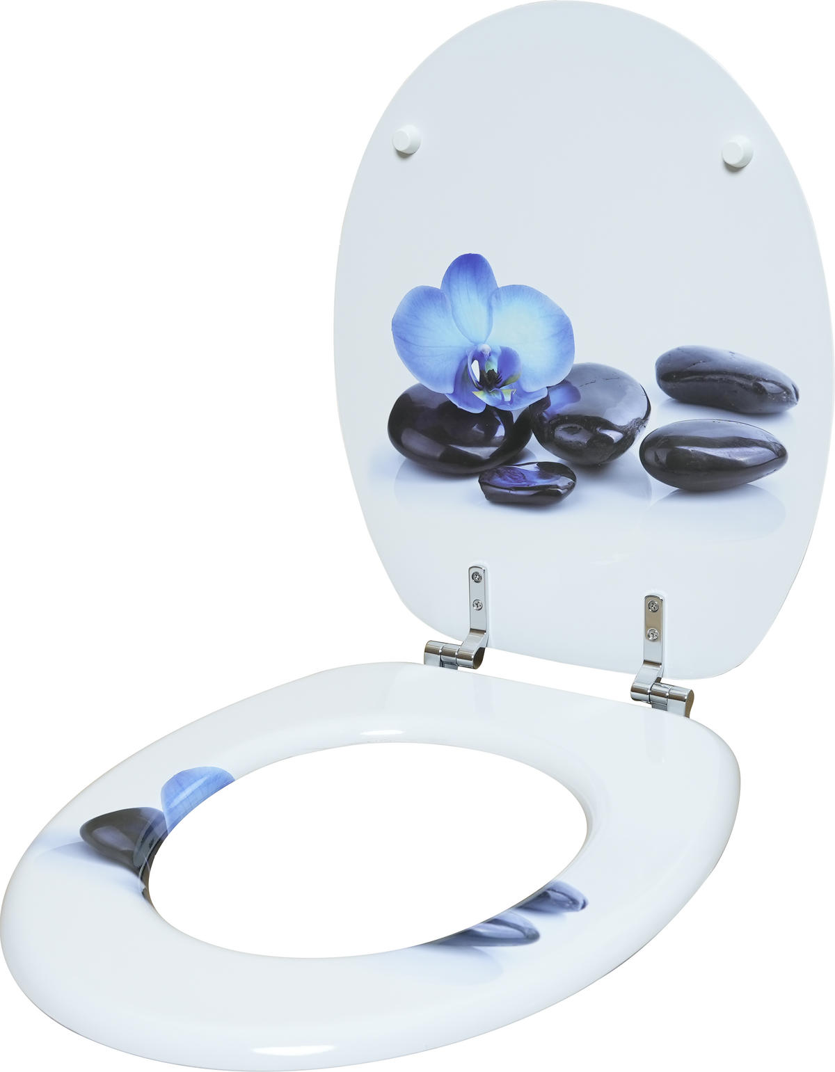 WC-Sitz weiß blau MDF B/H/T: ca. 37x5x45 cm WC-Sitz_Blaue-Orchidee MDF - blau/weiß (37,00/5,00/45,00cm)