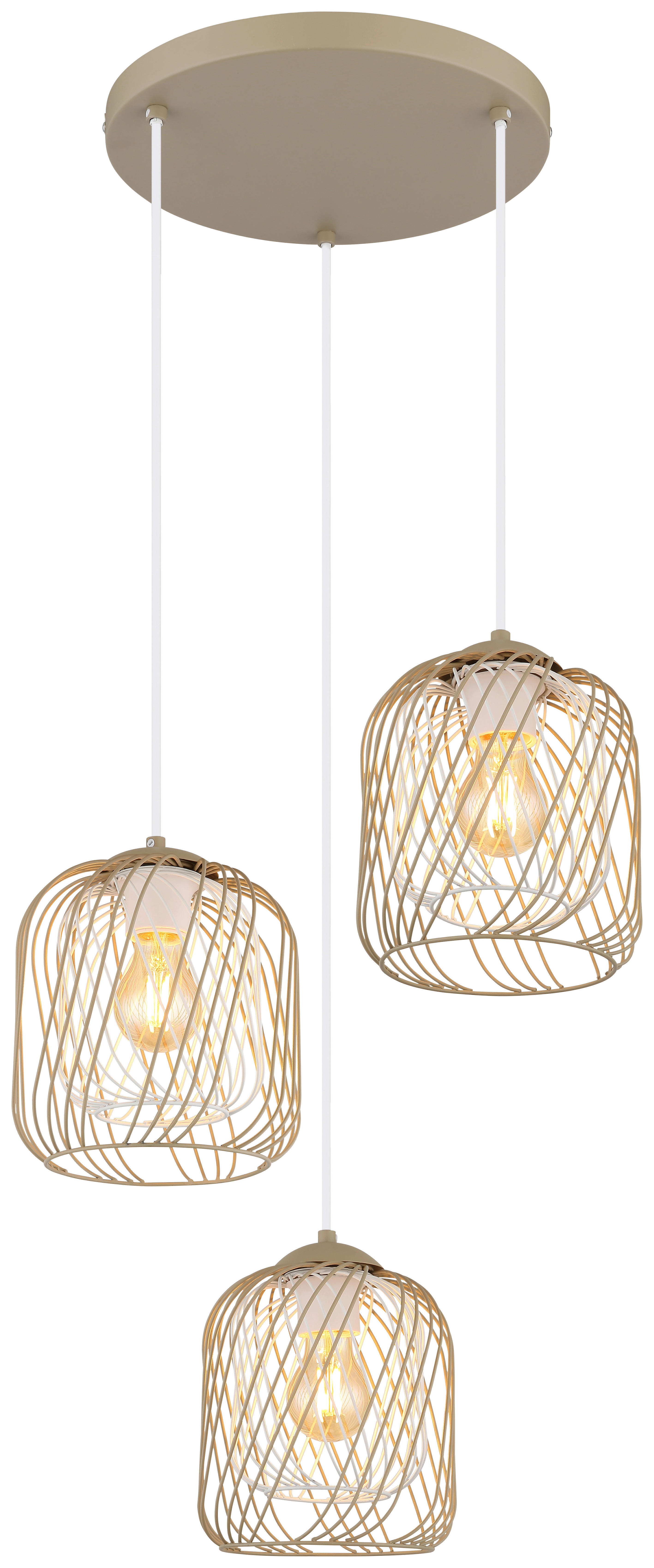 GLOBO Pendelleuchte DICHTI 15965-3HR sand Metall H/D: ca. 150x39,4 cm E27 3 Brennstellen DICHTI - sand (39,40/150,00cm) - GLOBO