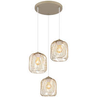 GLOBO Pendelleuchte DICHTI 15965-3HR sand Metall H/D: ca. 150x39,4 cm E27 3 Brennstellen DICHTI - sand (39,40/150,00cm) - GLOBO