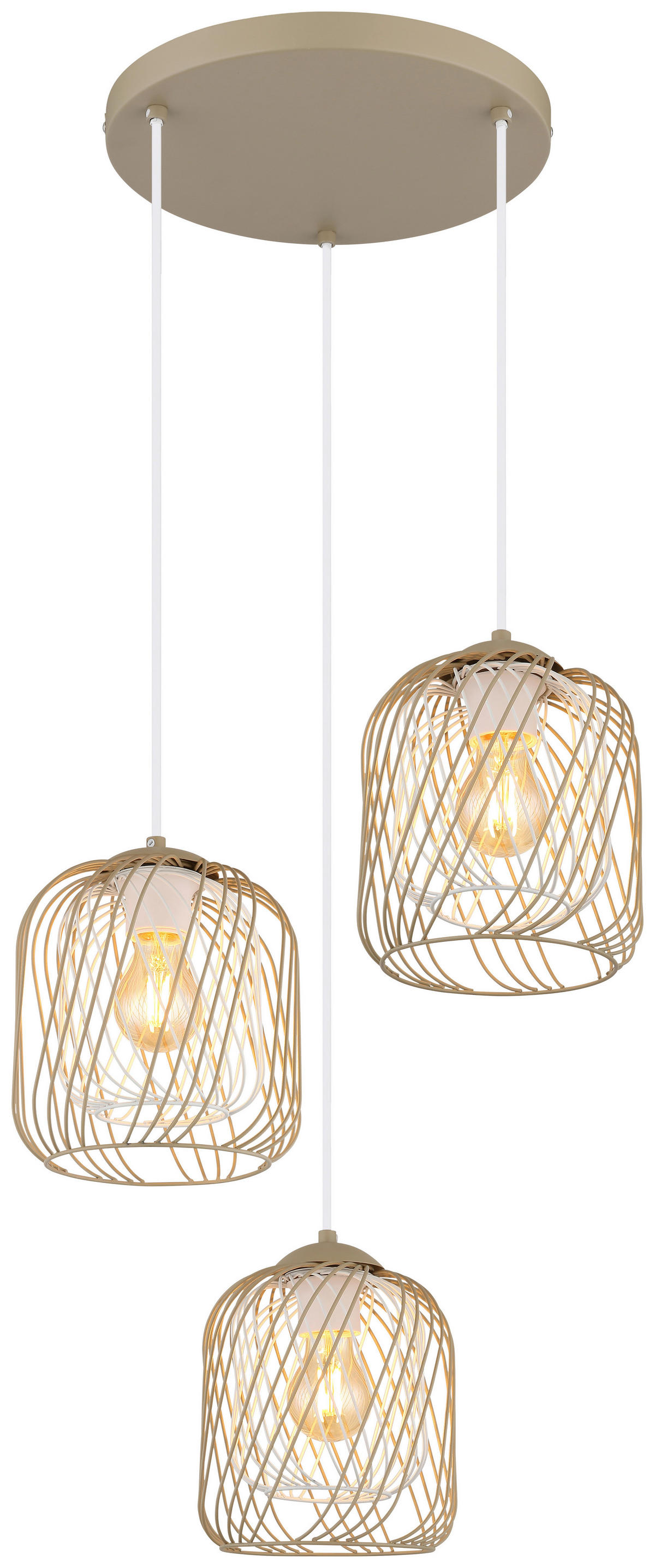 GLOBO Pendelleuchte DICHTI 15965-3HR sand Metall H/D: ca. 150x39,4 cm E27 3 Brennstellen DICHTI - sand (39,40/150,00cm) - GLOBO