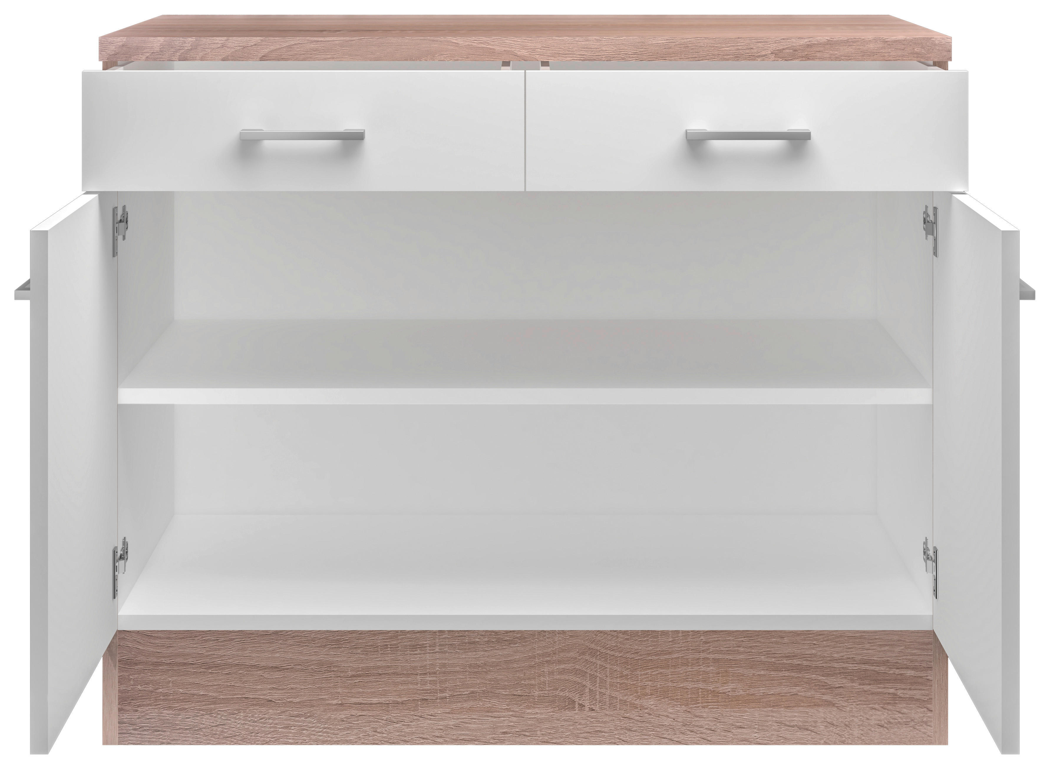 Unterschrank Samoa weiß Eiche Nachbildung B/H/T: ca. 100x85x60 cm Samoa - Eiche/weiß (100,00/85,00/60,00cm) - Flex-Well