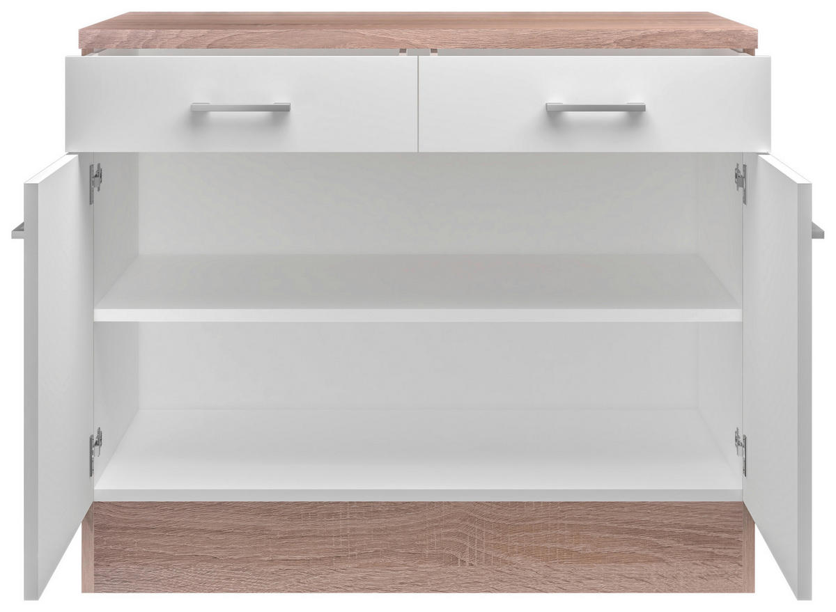 Unterschrank Samoa weiß Eiche Nachbildung B/H/T: ca. 100x85x60 cm Samoa - Eiche/weiß (100,00/85,00/60,00cm) - Flex-Well