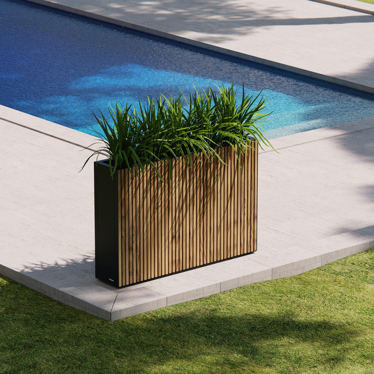 Herstera Garden Pflanzkübel Deco Planter schwarz Holz B/H/L: ca. 120x80x25 cm Deco Planter - schwarz (25,00/120,00/80,00cm) - Herstera Garden