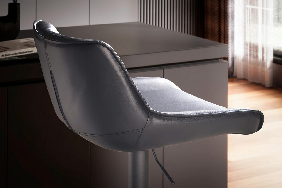 Barhocker schwarz schwarz Kunstleder Eisen B/H/T: ca. 45x106x55 cm Barhocker - schwarz (45,00/106,00/55,00cm) - Wohnling