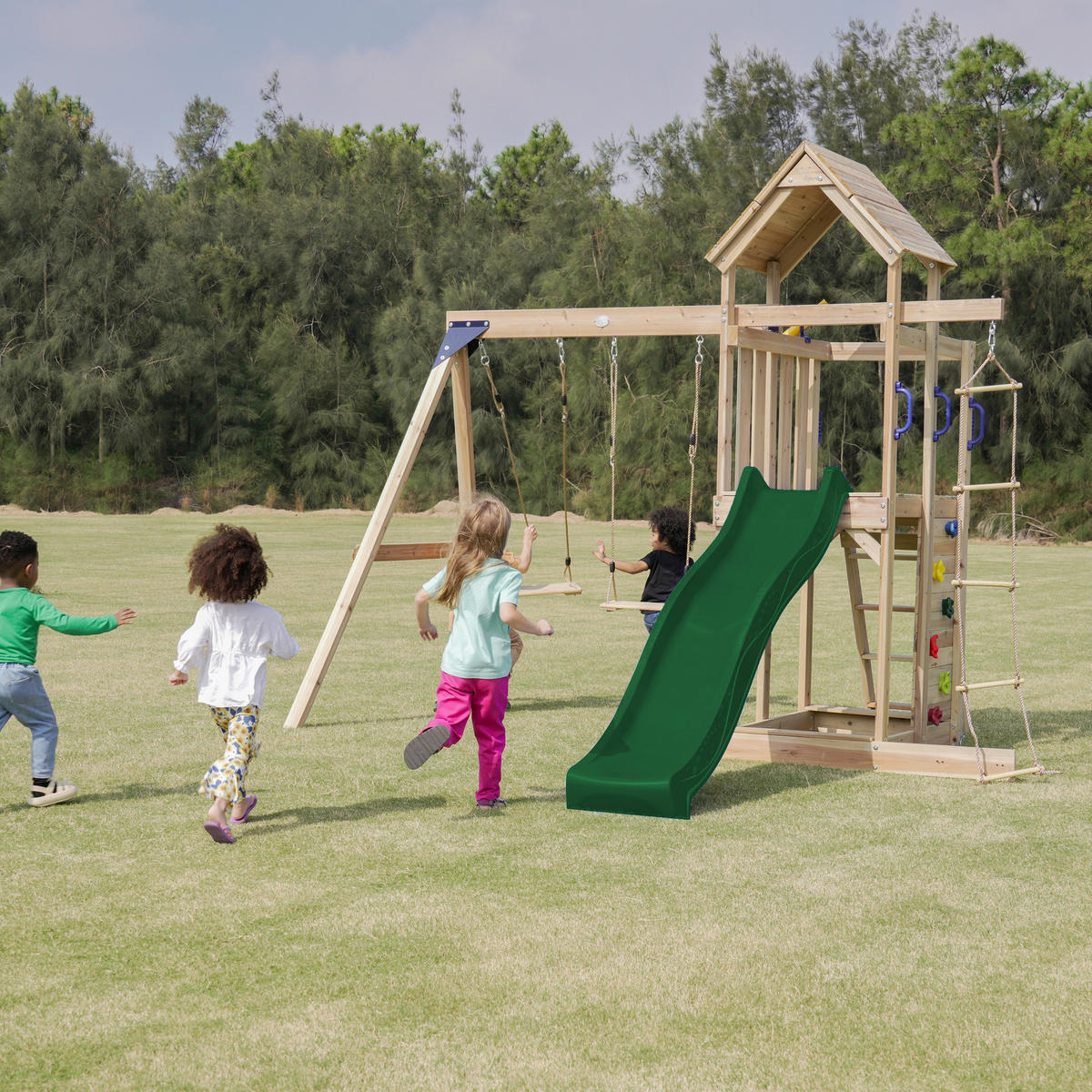 AXI Spielturm Moos grün B/H/L: ca. 342x267x375 cm Moos - braun/grün (375,00/342,00/267,00cm) - AXI