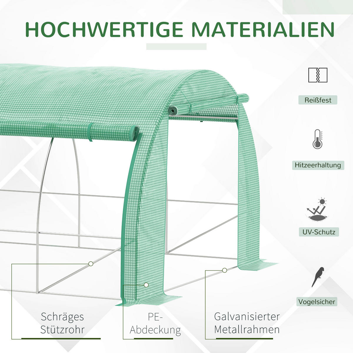 Outsunny Gewächshaus B/H/L: ca. 300x200x590 cm Gewächshaus - grün (590,00/300,00/200,00cm) - Outsunny