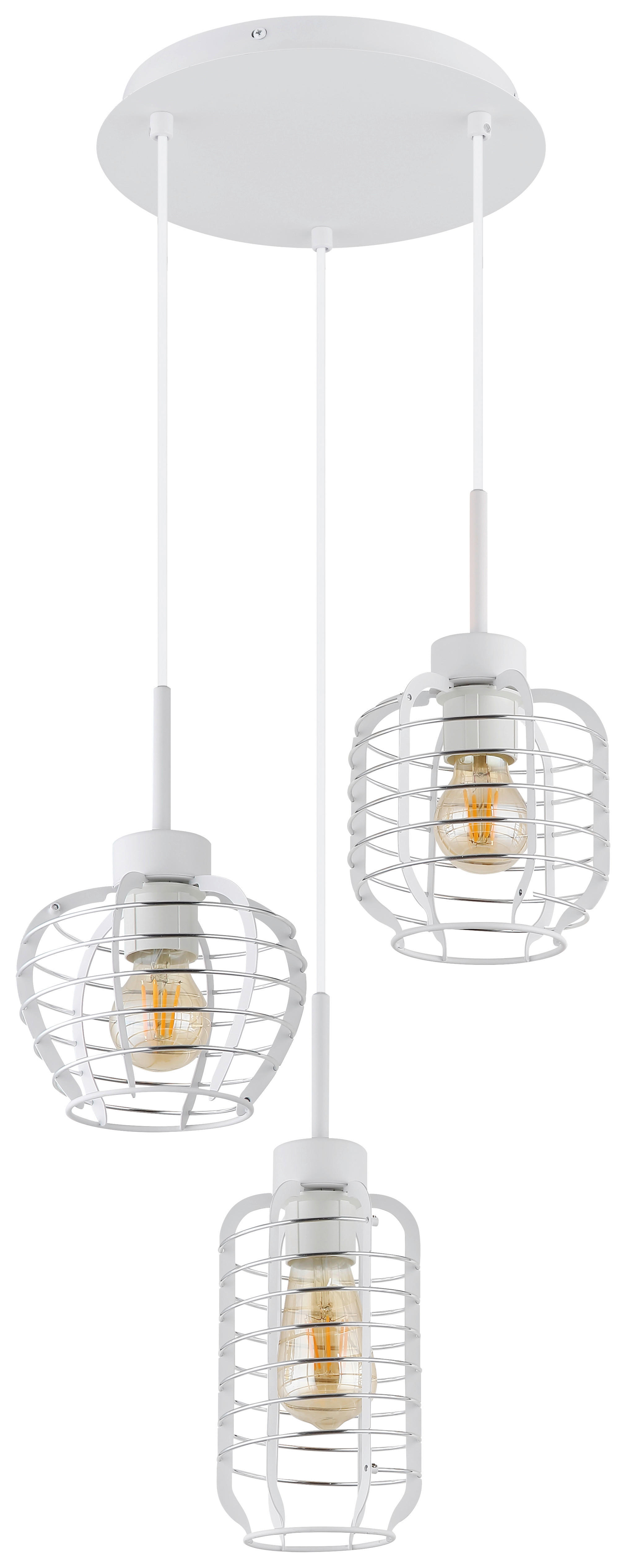 GLOBO Hängeleuchte weiß Chrom Aluminium Metall B/H/L: ca. 37x39,5x37 cm E27 3 Brennstellen Hängeleuchte-Nesa - weiß/Chrom (37,00/37,00/39,50cm) - GLOBO