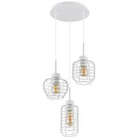 GLOBO Hängeleuchte weiß Chrom Aluminium Metall B/H/L: ca. 37x39,5x37 cm E27 3 Brennstellen Hängeleuchte-Nesa - weiß/Chrom (37,00/37,00/39,50cm) - GLOBO