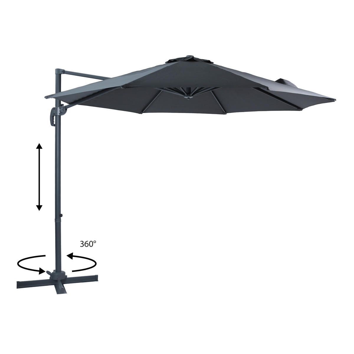 AXI Outdoor Living Ampelschirm Marisol grau Metall B/H/L: ca. 300x235x300 cm Marisol - anthrazit/grau (300,00/300,00/235,00cm) - AXI Outdoor Living
