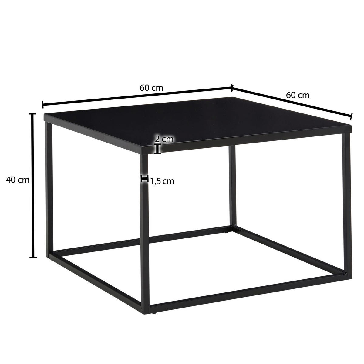Couchtisch schwarz B/H/T: ca. 60x40x60 cm Couchtisch - schwarz (60,00/40,00/60,00cm) - Wohnling