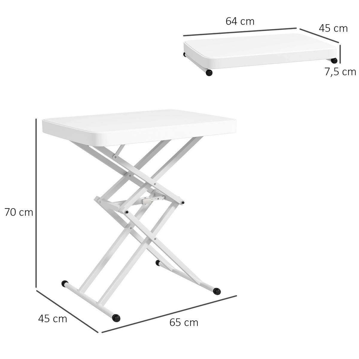 Outsunny Couchtisch weiß Metall B/H/L: ca. 45x70x65 cm Couchtisch - weiß (65,00/45,00/70,00cm) - Outsunny