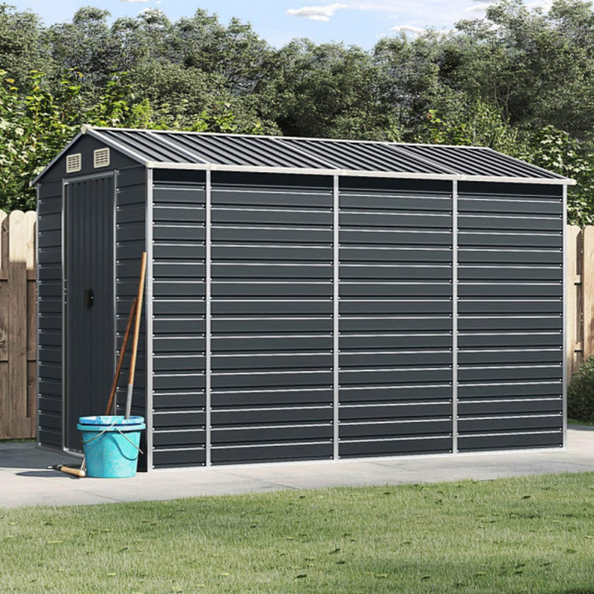 VidaXL Gartenhaus anthrazit B/H/T: ca. 191x198x300 cm Gartenhaus - anthrazit (191,00/198,00/300,00cm) - VidaXL