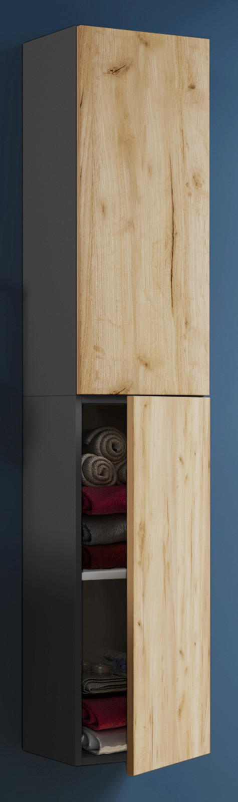 Hochschrank Lendas anthrazit Eiche Honig Nachbildung B/H/T: ca. 33x150x22 cm Lendas - Eiche/anthrazit (33,00/150,00/22,00cm) - VCM Möbel