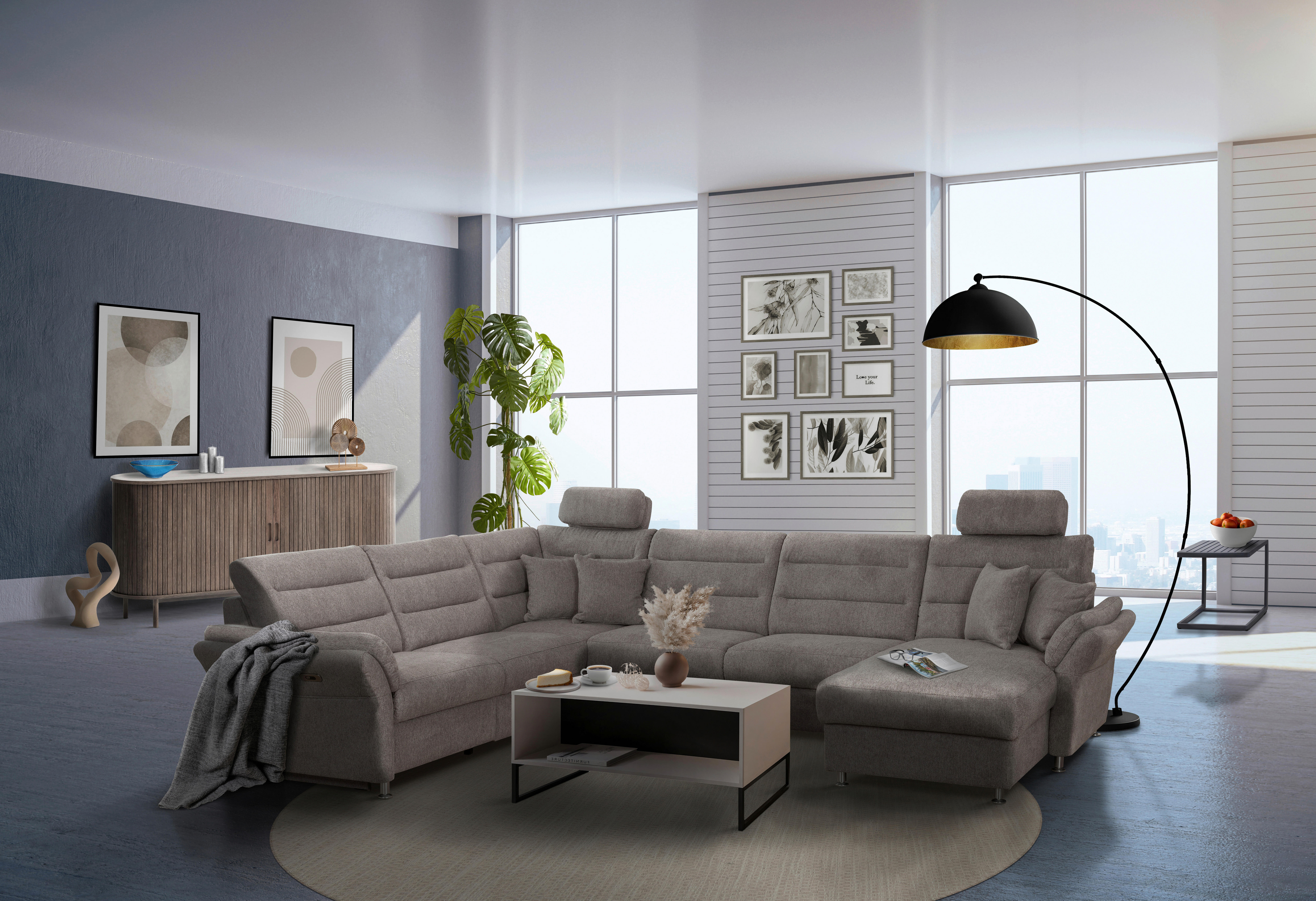 Wohnlandschaft Foreno dunkelgrau Microfaser Microfaser Foreno - dunkelgrau