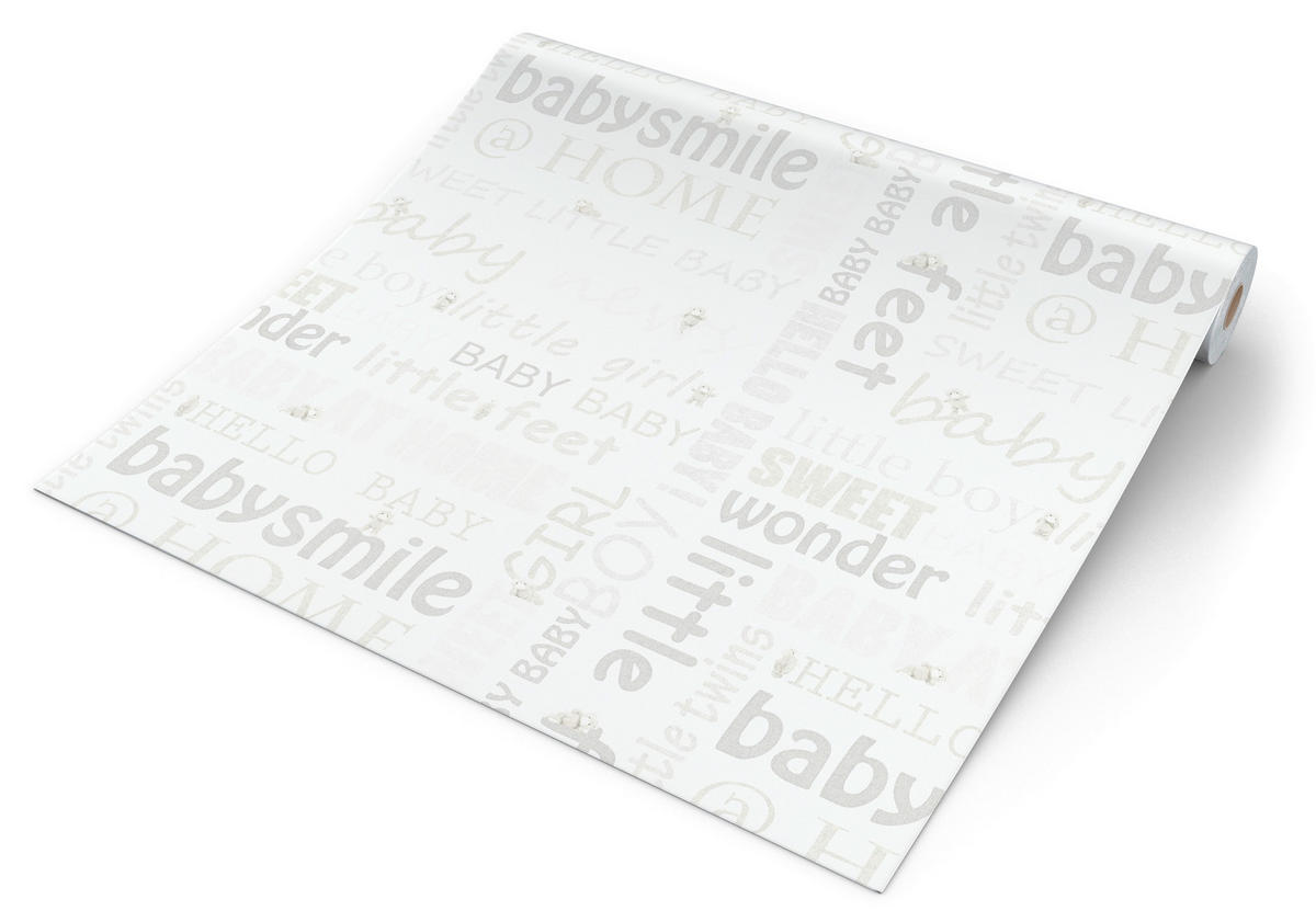 Vliestapete Schrift beige lindgrün B/L: ca. 53x1005 cm Vliestapete_35847-2 - beige/lindgrün (53,00/1005,00cm)