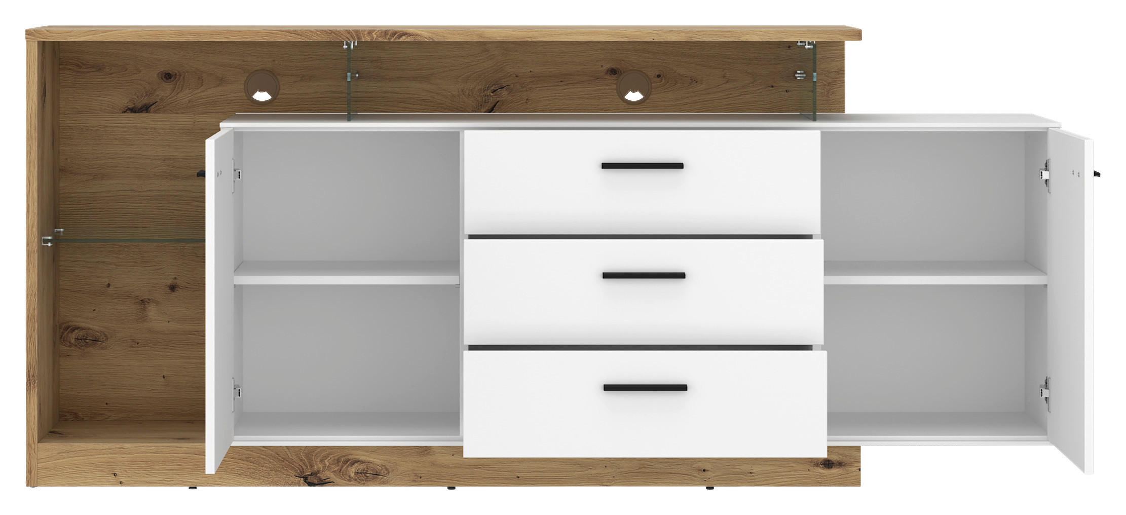 Thumbnail - Sideboard Covelo Eiche Artisan Oak Nachbildung weiß B/H/T: ca. 192x85x40 cm