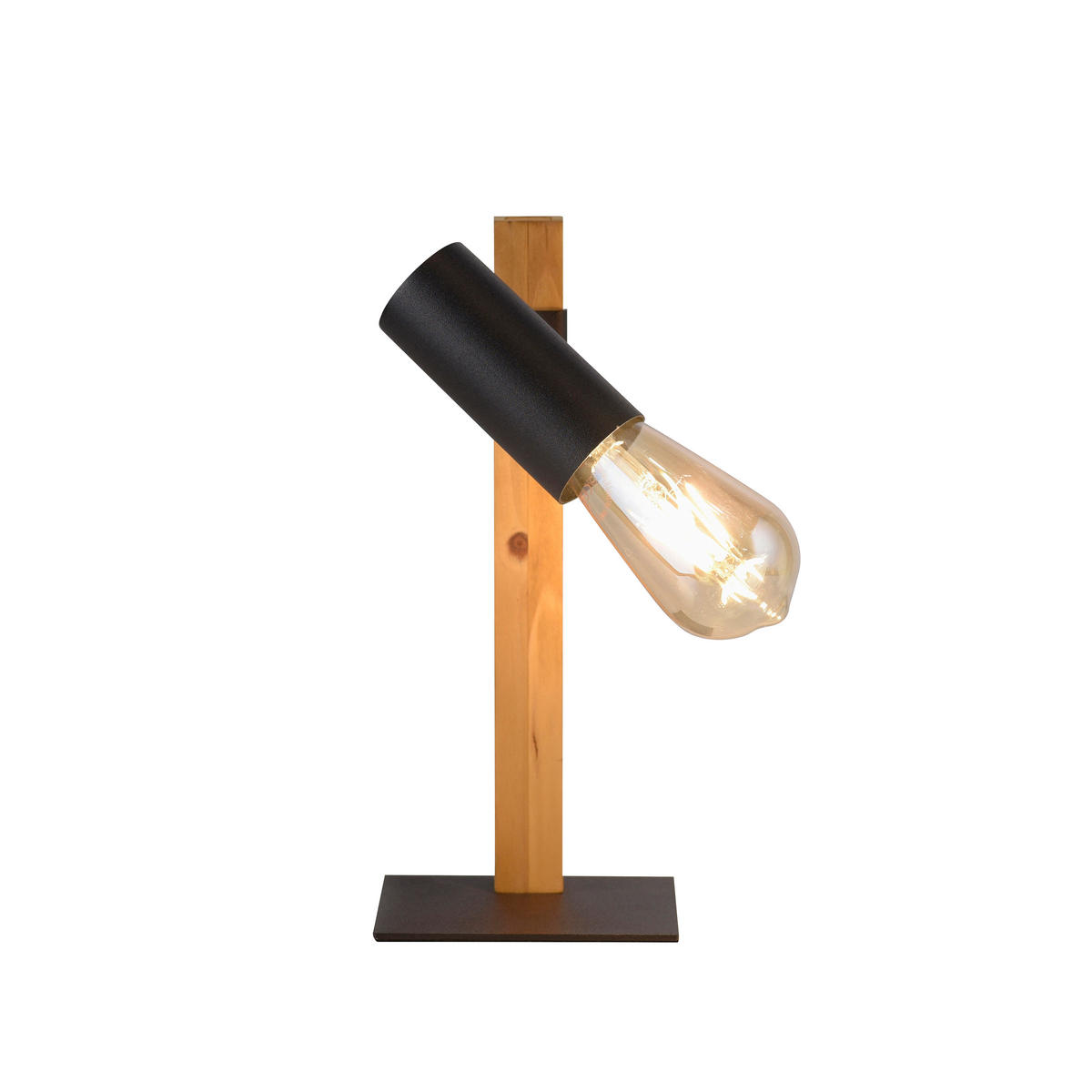 Just Light Tischleuchte PILON 15164-18 natur schwarz Holz Metall B/H/T: ca. 13x32,5x13,5 cm E27 1 Brennstellen PILON - natur/schwarz (13,00/32,50/13,50cm) - Just Light