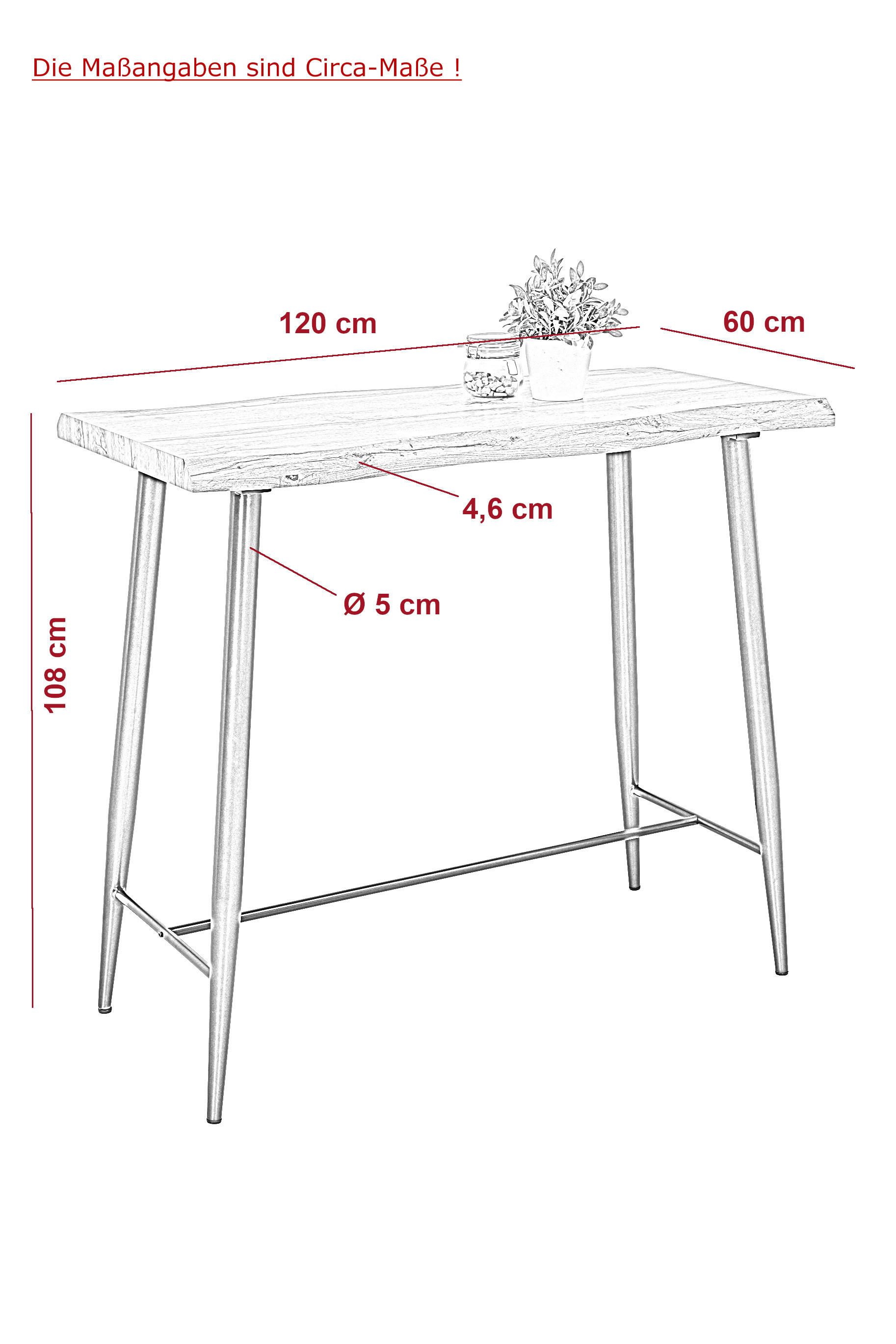 Bartisch Gabi I Akazie grau B/H/T: ca. 120x108x60 cm Gabi I - Akazie/grau (120,00/108,00/60,00cm) - Hela