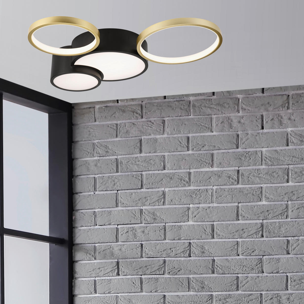 Lamkur LED-Deckenleuchte ALIZEE 50980 schwarz gold PVC Stahl H/L: ca. 9,5x60 cm 3 Brennstellen Alizee - gold/schwarz (60,00cm) - Lamkur
