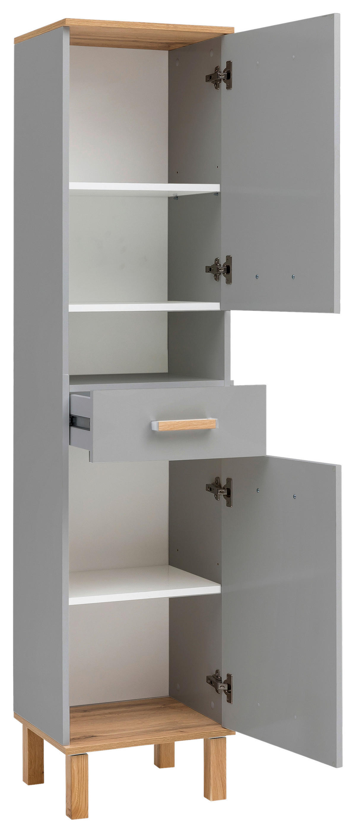 Hochschrank Padua grau Eiche Landhaus Nachbildung B/H/T: ca. 40,4x178,5x35 cm Padua - Eiche/grau (40,40/178,50/35,00cm) - Möbelpartner