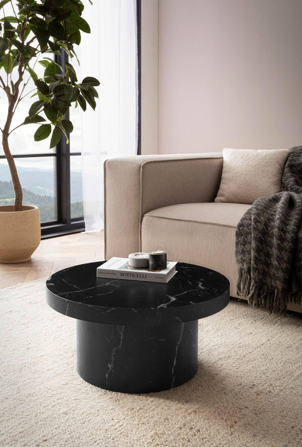 Couchtisch schwarz Marmor Optik B/H/T: ca. 60x30x60 cm Couchtisch - schwarz (60,00/30,00/60,00cm) - Wohnling
