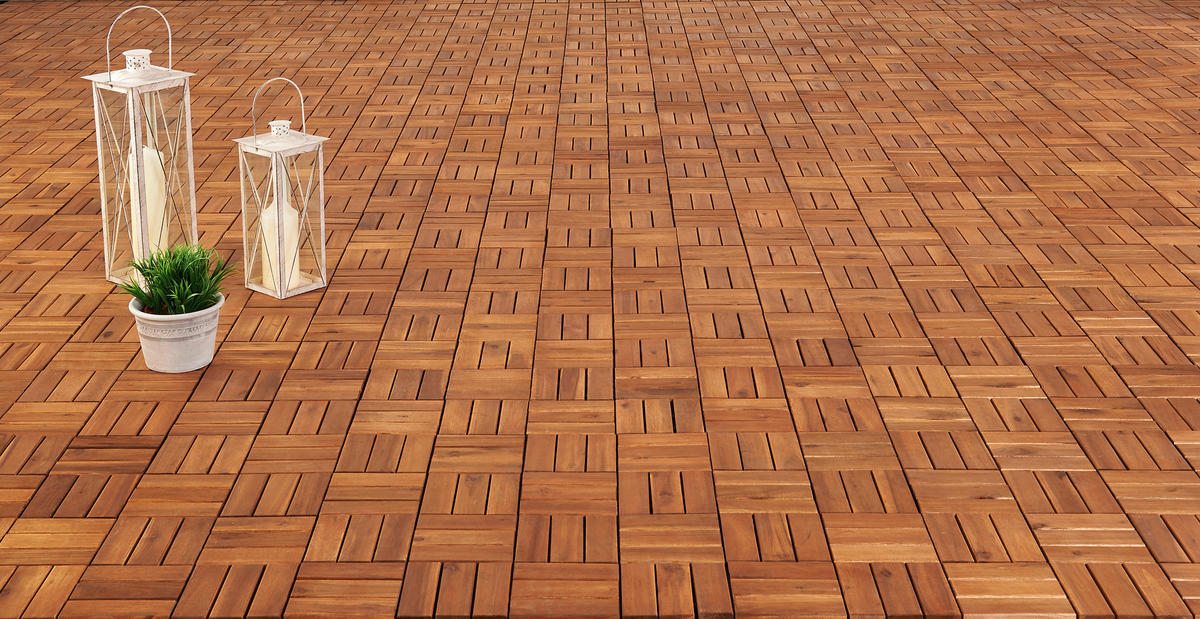 Terrassenfliese Akazie, 9 Stück im Paket hellbraun B/L: ca. 30x30 cm Akazie, 9 Stück im Paket - hellbraun (30,00/30,00/2,40cm)