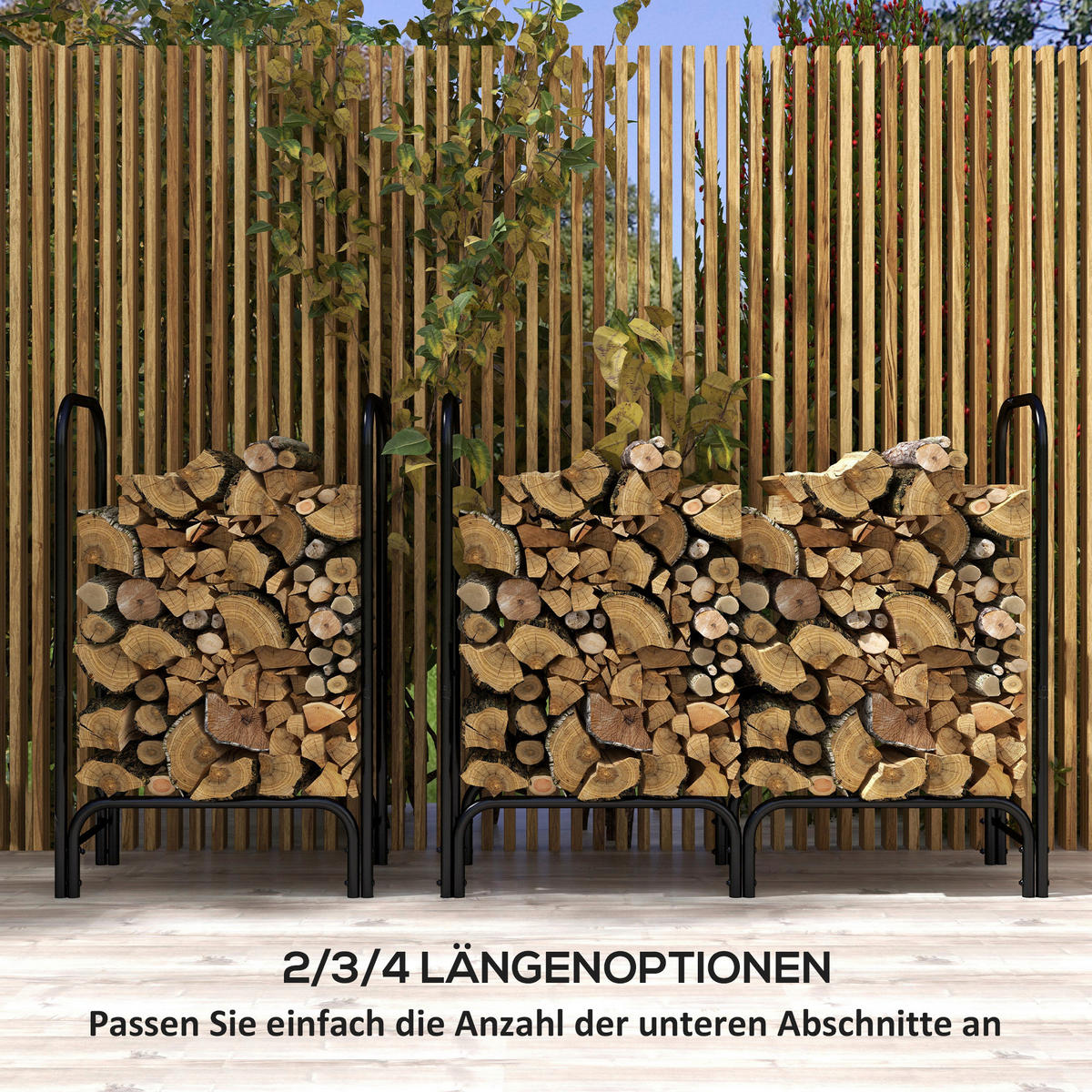 Outsunny Kaminholzregal schwarz B/H/L: ca. 36x99x120 cm Kaminholzregal - schwarz (120,00/36,00/99,00cm) - Outsunny