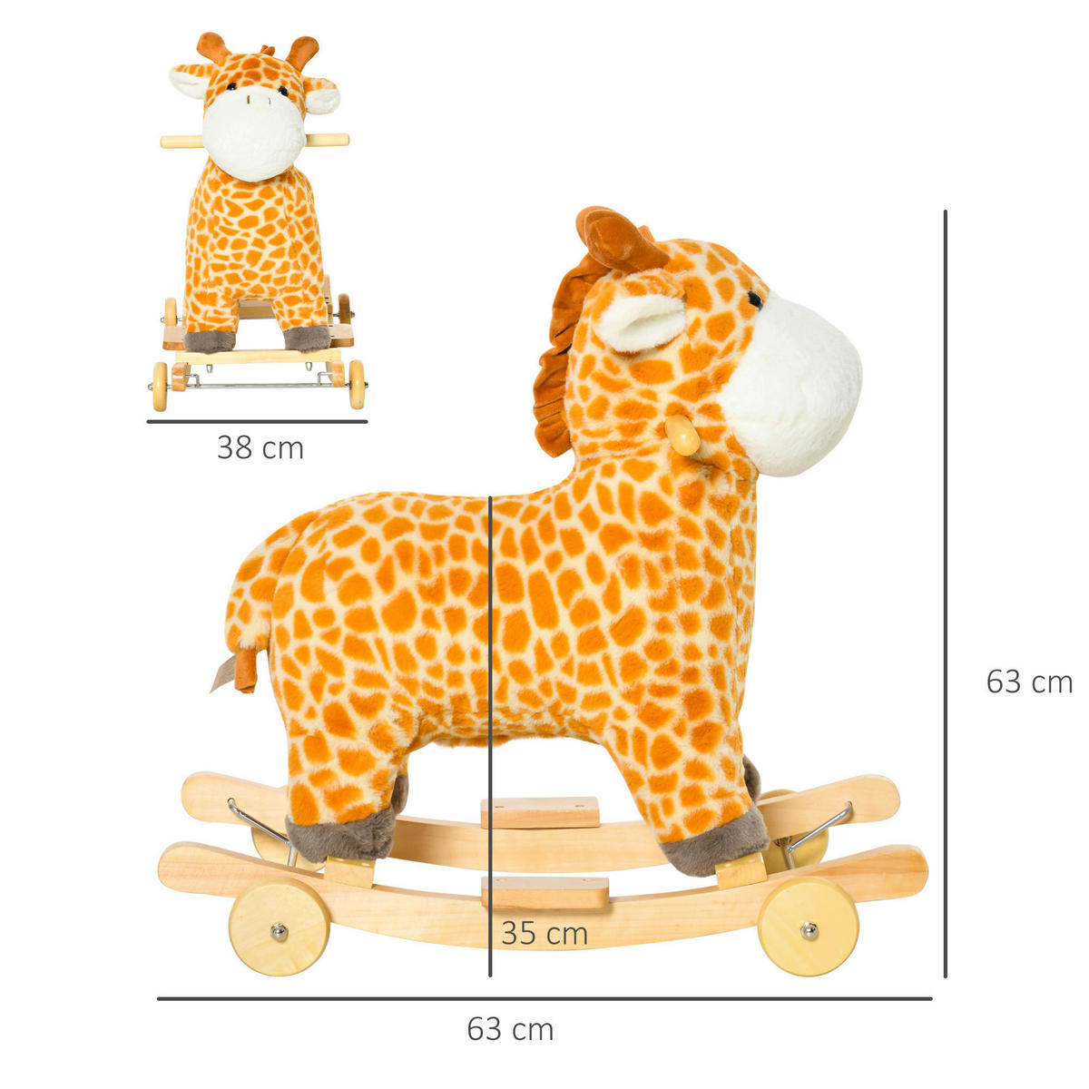 HOMCOM Schaukeltier B/H/L: ca. 38x63x63 cm Schaukeltier - gelb (63,00/38,00/63,00cm) - HOMCOM