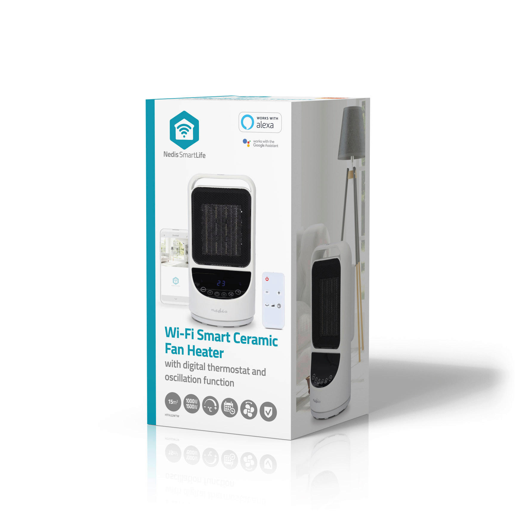 Thumbnail - Nedis Heizlüfter weiß Kunststoff B/H/L: ca. 16x27,8x15 cm ca. 1500 W