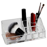 Axentia Organizer transparent Kunststoff B/H/L: ca. 17,3x6,5x9,3 cm Kosmetik-Organizer eckig 9 Fächer - transparent (9,30/17,30/6,50cm) - Axentia