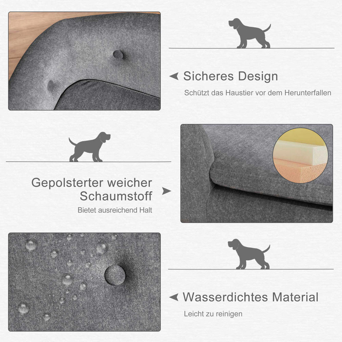 PawHut Hundebett grau Kiefer B/H/L: ca. 47x30x70 cm Hundebett - grau (70,00/47,00/30,00cm) - PawHut