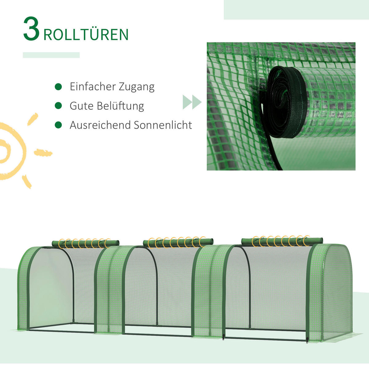 Outsunny Mini-Gewächshaus B/H/L: ca. 100x80x295 cm Mini-Gewächshaus - dunkelgrün (295,00/100,00/80,00cm) - Outsunny