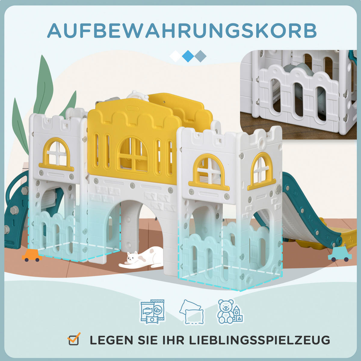 AIYAPLAY Kinderrutsche gelb B/H/L: ca. 177x99x178 cm Kinderrutsche - gelb (178,00/177,00/99,00cm) - AIYAPLAY