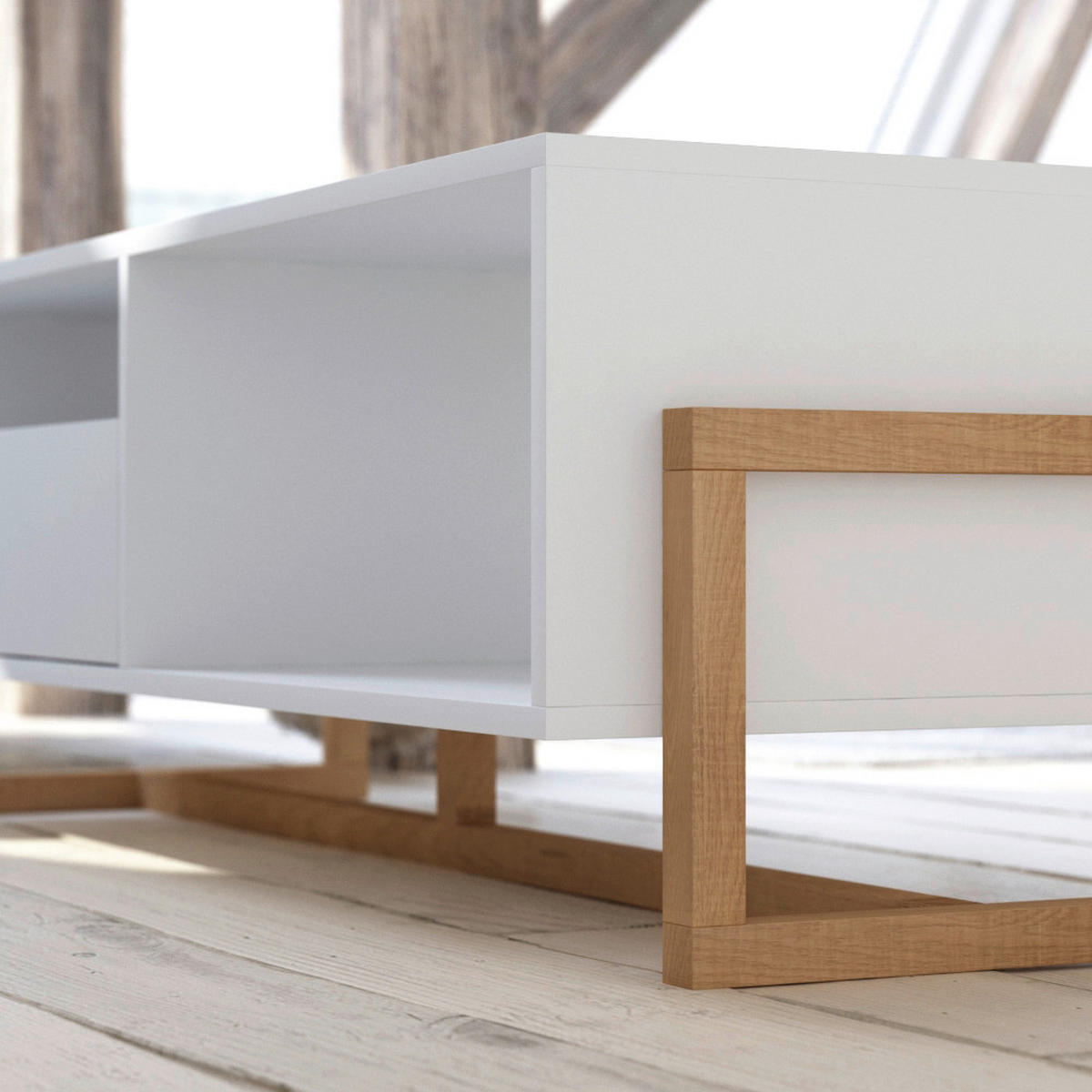 Couchtisch Oslo weiß matt Eiche Nachbildung B/H/T: ca. 119,2x41,3x50 cm Oslo - Eiche/weiß (119,20/41,30/50,00cm) - WIPMEB