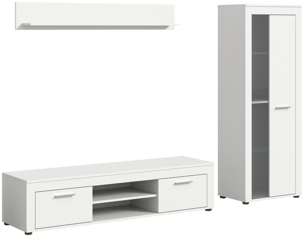 Wohnwand Jam weiß B/H/T: ca. 235x159x35 cm Jam - weiß (235,00/159,00/35,00cm) - xonox.home