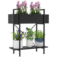 Outsunny Pflanzenständer schwarz Metall B/H/L: ca. 25x70x60 cm Pflanzenständer - schwarz (60,00/25,00/70,00cm) - Outsunny