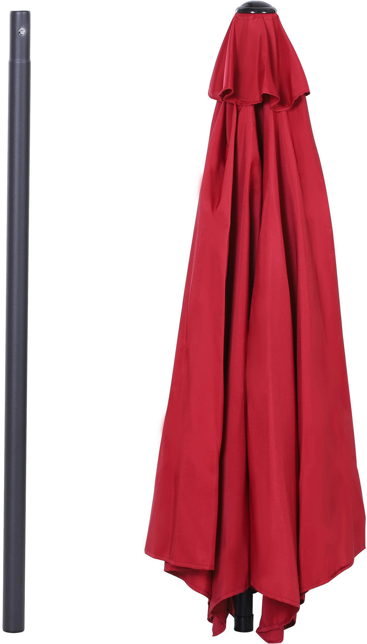Outsunny Sonnenschirm weinrot Stahl H/D: ca. 235x270 cm Sonnenschirm_mit_Handkurbel - weinrot (270,00/235,00cm) - Outsunny