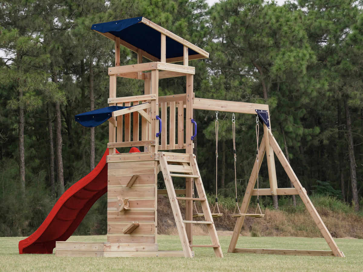 AXI Spielturm Malik rot B/H/L: ca. 345x270x336 cm Malik - braun/rot (336,00/345,00/270,00cm) - AXI