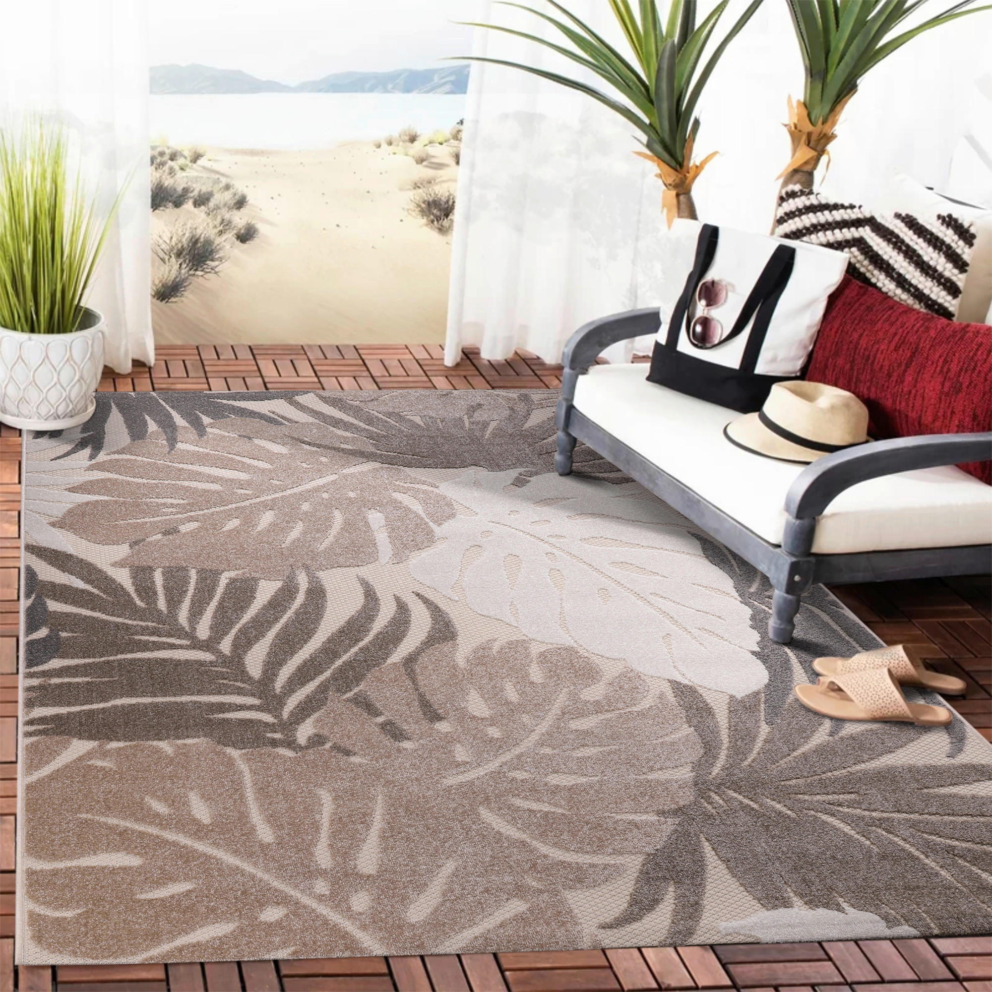 Sanat Outdoorteppich FLORAL beige B/L: ca. 160x230 cm FLORAL - beige (160,00/230,00cm) - Sanat