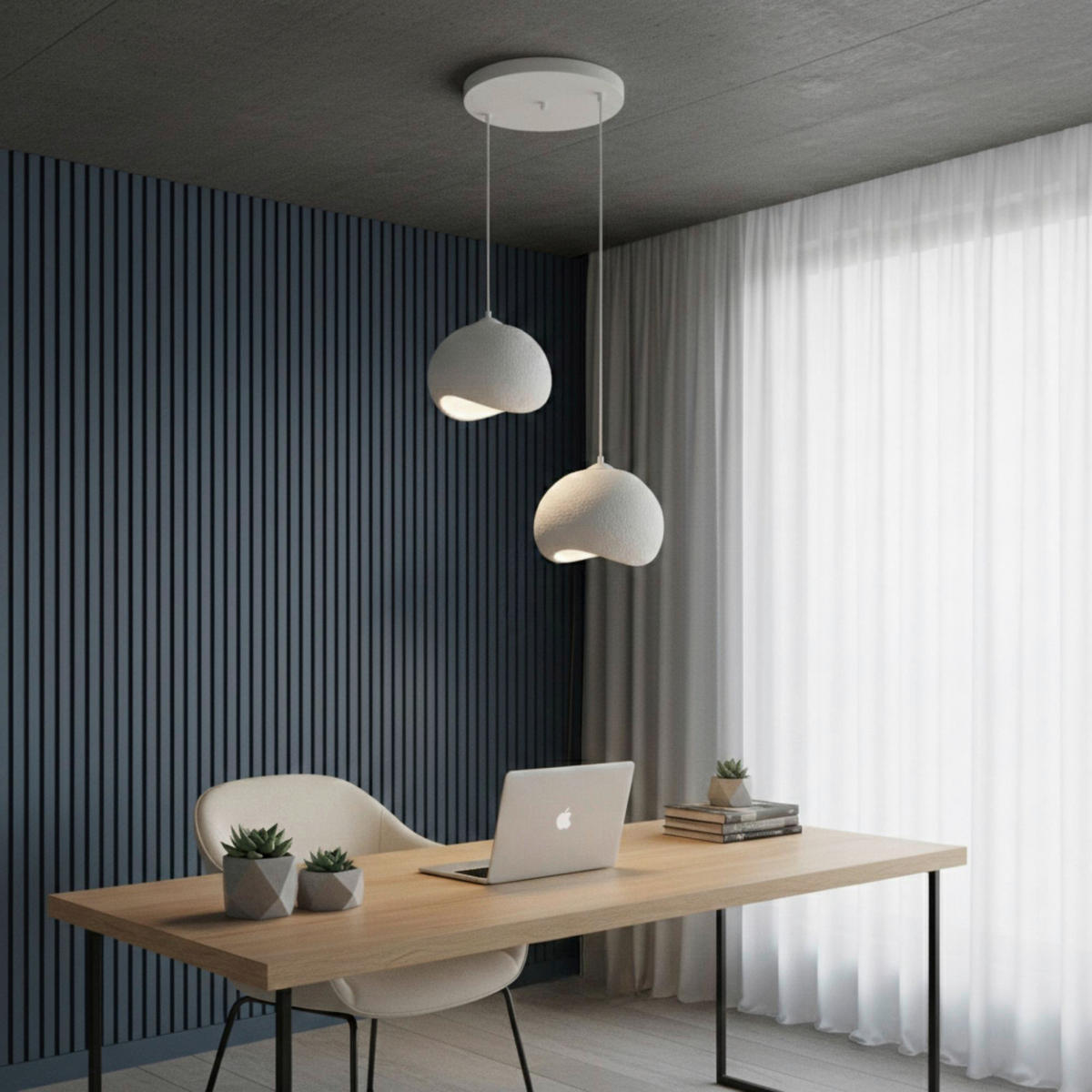 Opviq Pendelleuchte weiß Polyester-Mischgewebe Metall B/H/L: ca. 29x120x34 cm E27 2 Brennstellen Yontu - 15852 - weiß (34,00/29,00/120,00cm) - Opviq