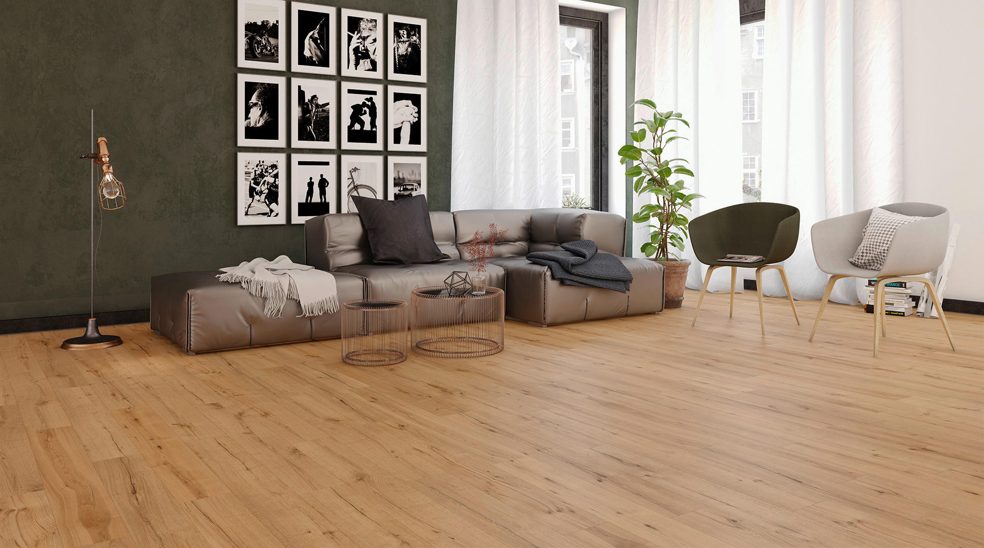 Click-Vinylboden Risseiche ca. 2,618 m² im Paket  B/L: ca. 24,6x129 cm pro Paket Risseiche ca. 2,618 m² im Paket - braun (24,60/129,00cm)