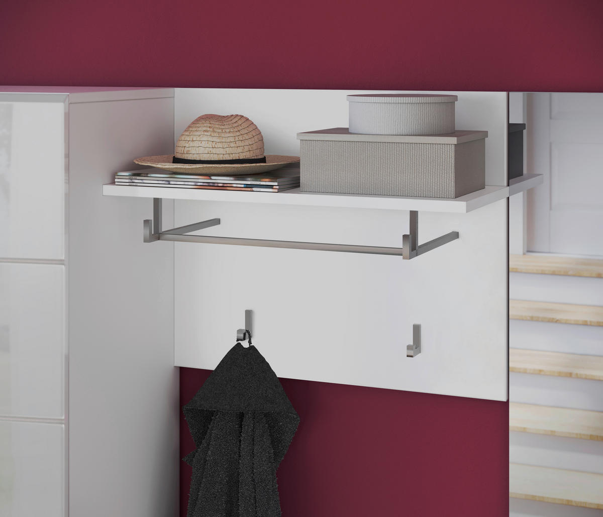 Garderobe LINUS weiß weiß Hochglanz B/H/T: ca. 170x190x37 cm LINUS - weiß (170,00/190,00/37,00cm) - xonox.home