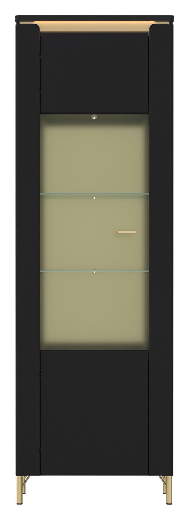 Vitrine Norica schwarz matt gold Optik B/H/T: ca. 66x201x40 cm Norica - gold/schwarz (66,00/201,00/40,00cm)
