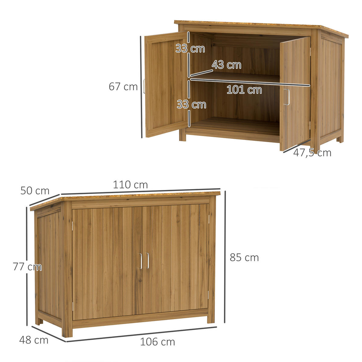 Outsunny Gartenschrank braun Holz B/H/L: ca. 50x85x110 cm Gartenschrank - braun (110,00/50,00/85,00cm) - Outsunny